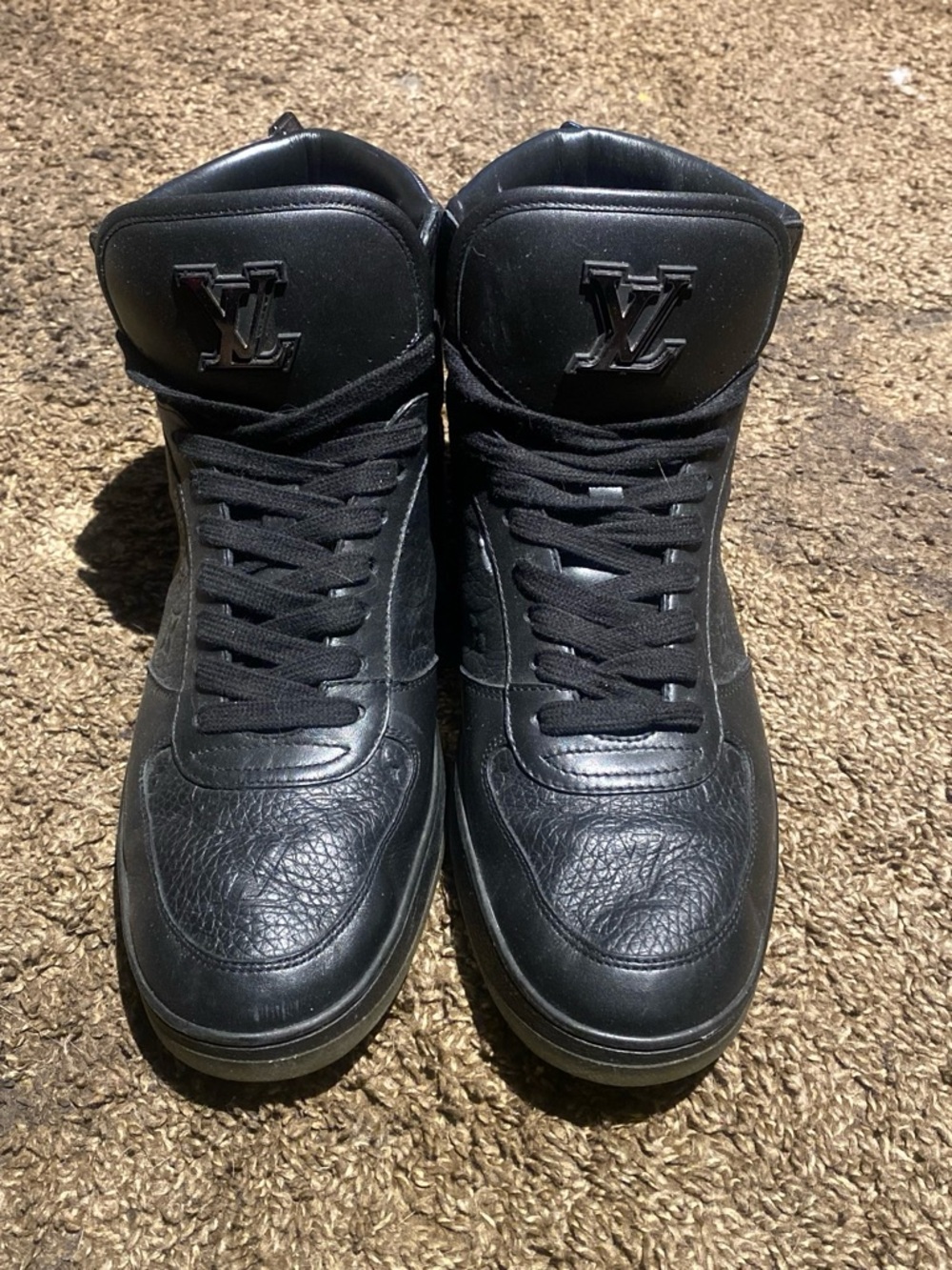 Louis Vuitton Black Men's High-Top Leather Sneakers